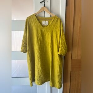 NOT PERFECT LINEN Tunic - dress BERLIN MIDI length Oversize V neckline one size